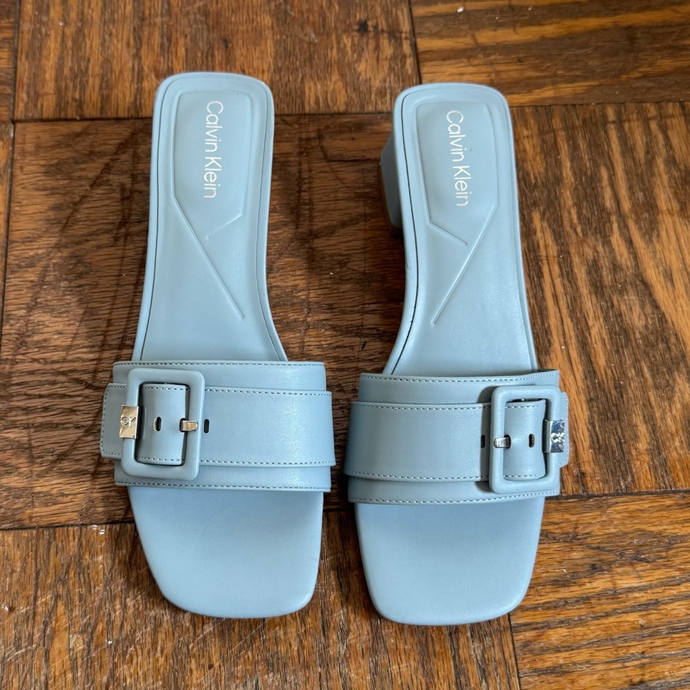Calvin Klein Pale Blue Buckle Sandals